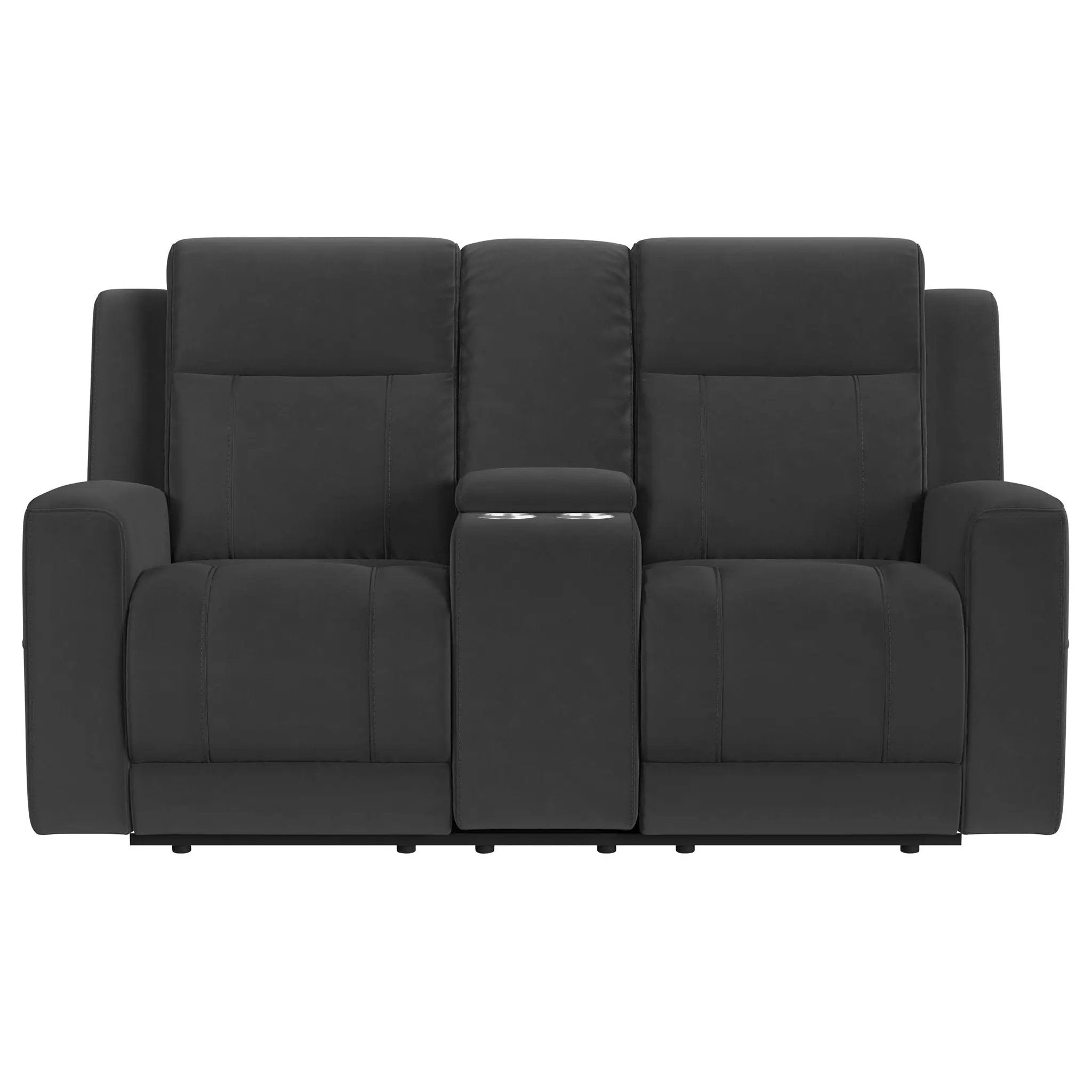 Brentwood Upholstered Reclining Loveseat Dark Charcoal by Unique Piece Furniture