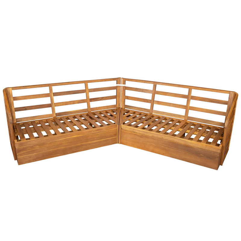 Royal Acacia Patio V Sofa Sectional Set, Beige by HouseOfZazla