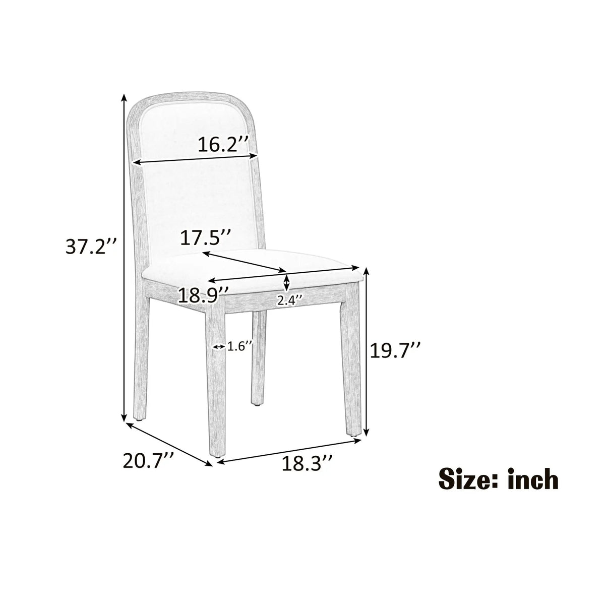 TREXM Vintage Style Dining Chair Set with 4 Upholstered Chairs by HouseOfZazla