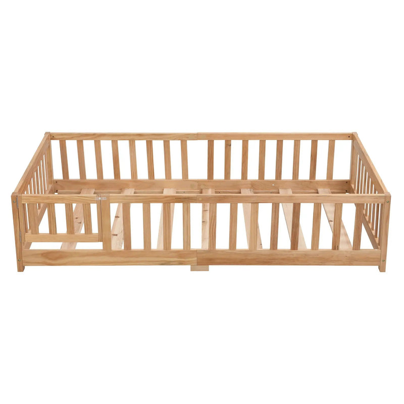 Solid Floor Bed With Door And Fence For Children by Unique Piece Furniture