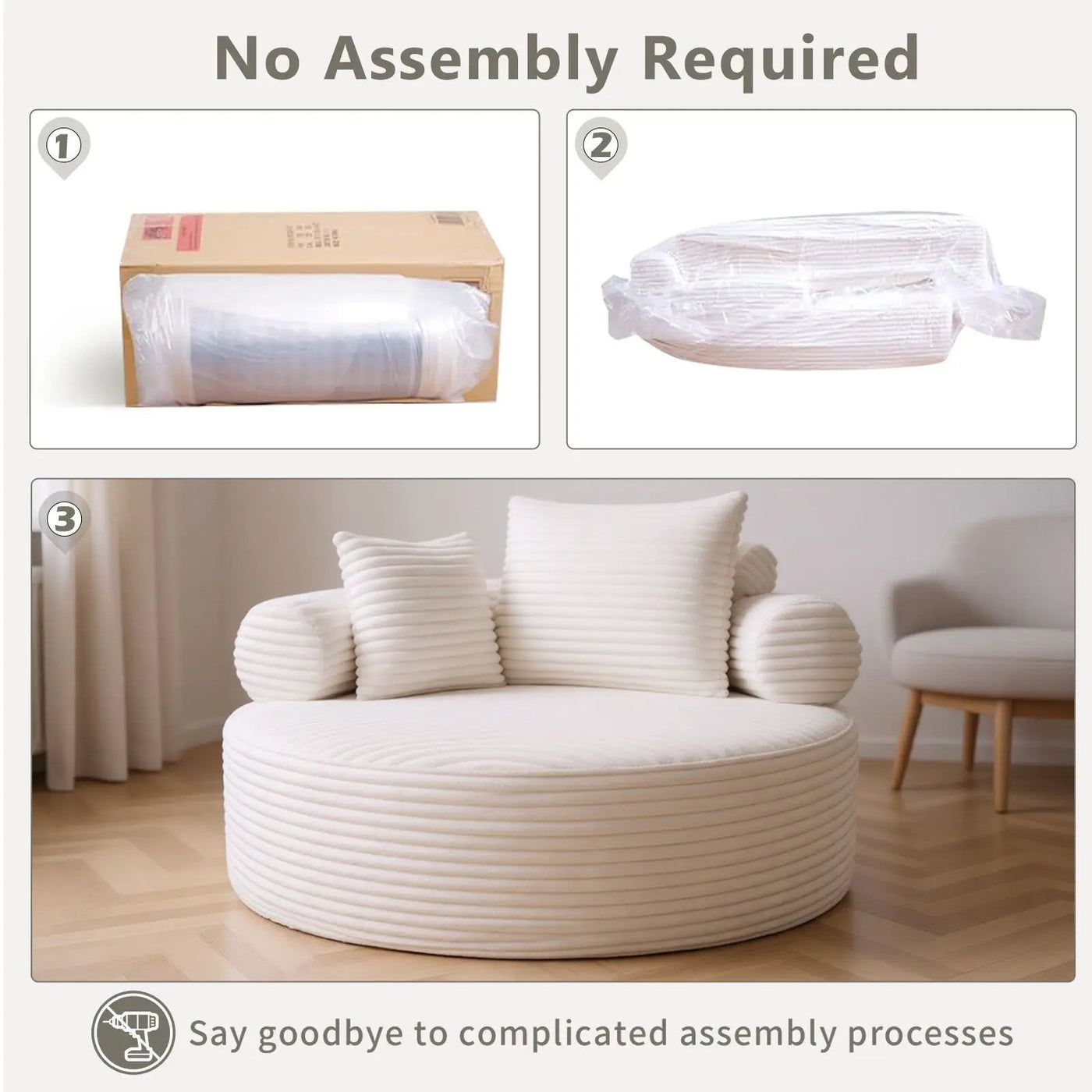 Round Sofa Bed With 3 Pillows For Living Room by HouseOfZazla