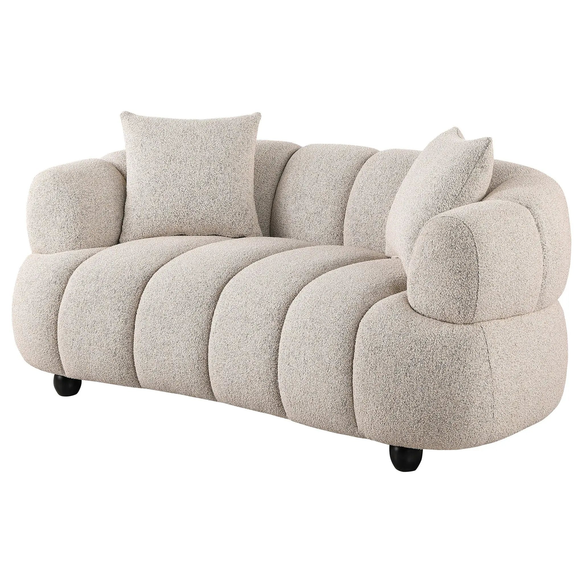 Whitney Contemporary Channel Tufted Boucle Upholstered Loveseat by Unique Piece Furniture