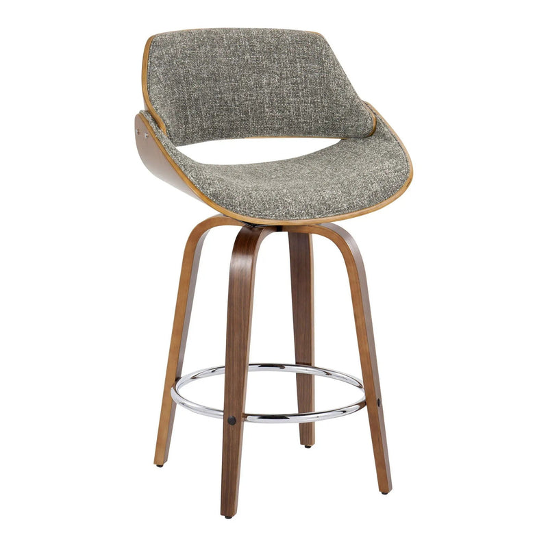 Fabrizzi - Mid Century Modern Fixed Height Counter Stool With Swivel With Round Footrest (Set of 2) by HouseOfZazla
