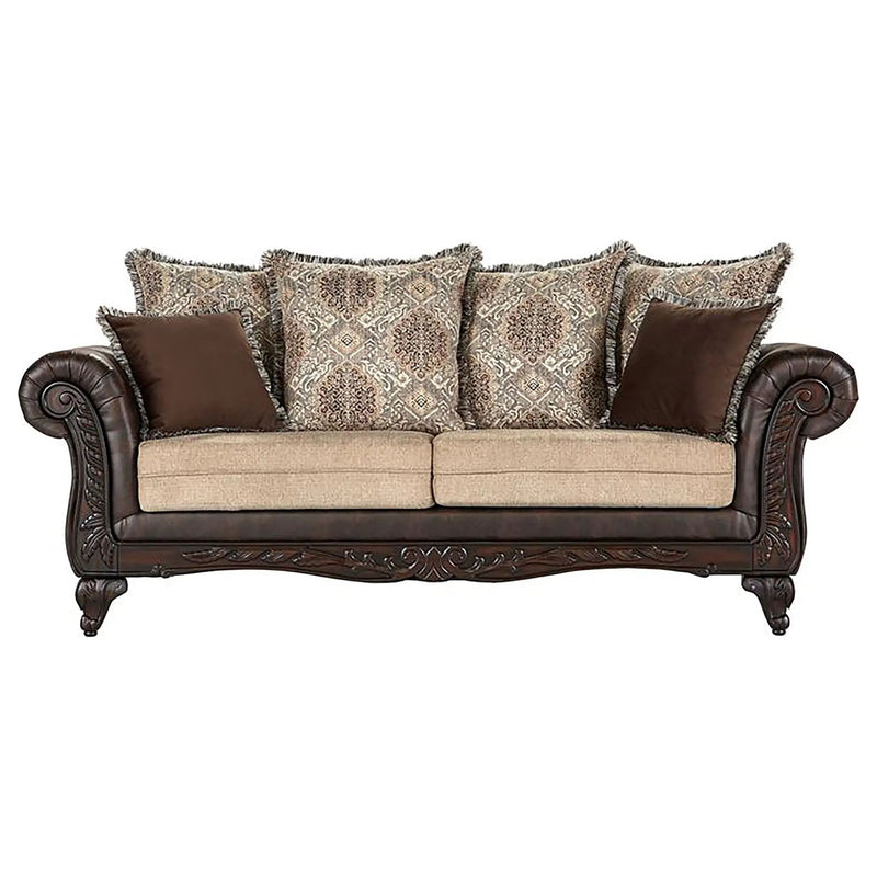 Elmbrook 2-piece Upholstered Rolled Arm Sofa Set Brown by Unique Piece Furniture
