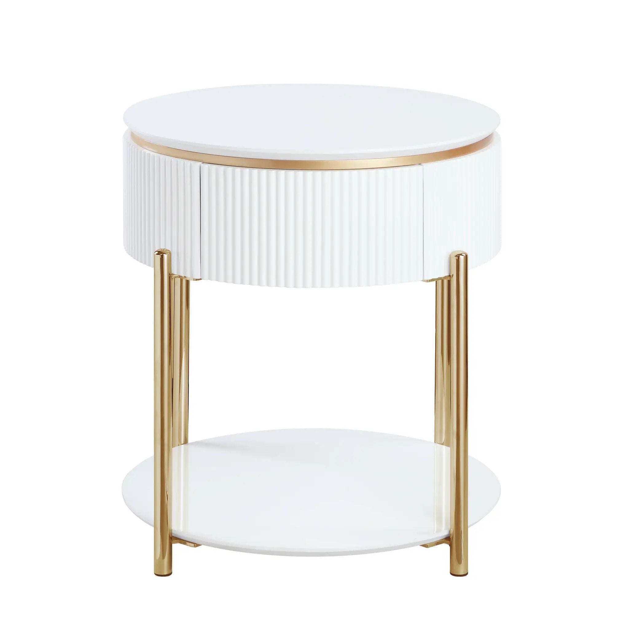 Daveigh - High Gloss End Table - Gold / White by Unique Piece Furniture