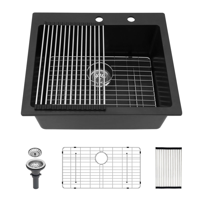Quartz Kitchen Sink, Granite Composite, Drop In Sink With Durable Design by HouseOfZazla