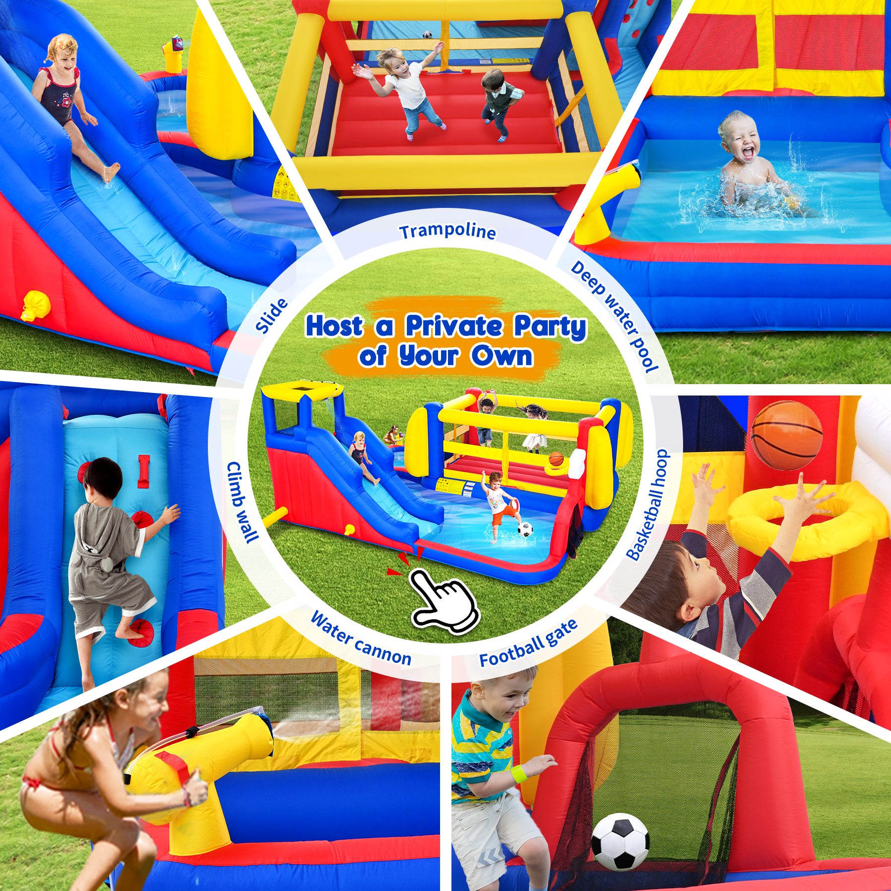 7 in 1 Inflatable Slide Water Park for Kids by HouseOfZazla