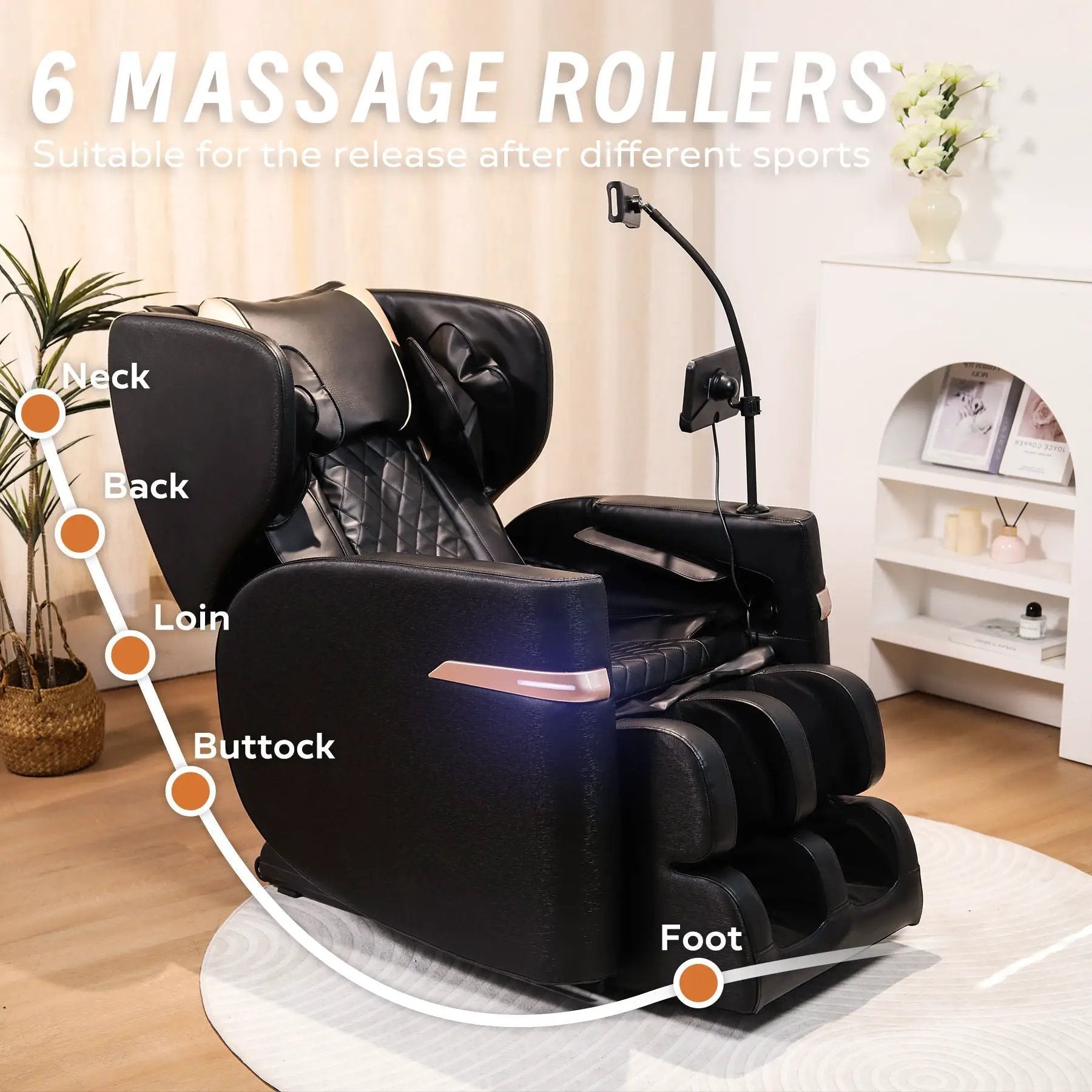 Massage Chair Recliner With Zero Gravity And Full Body Air Pressure - Black by HouseOfZazla
