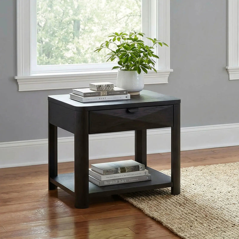 Marcelo Wood End Table with Drawer and Shelf Coffee by Unique Piece Furniture
