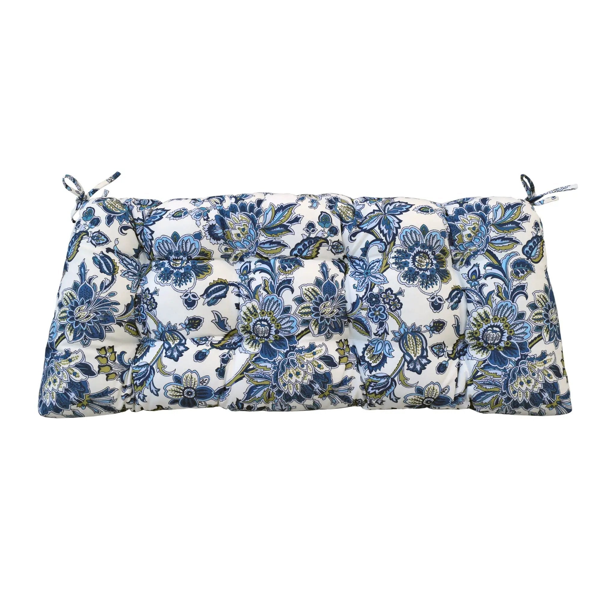 Outdoor Bench Cushions With Secure Tie Down Straps - Blue / Multi by HouseOfZazla