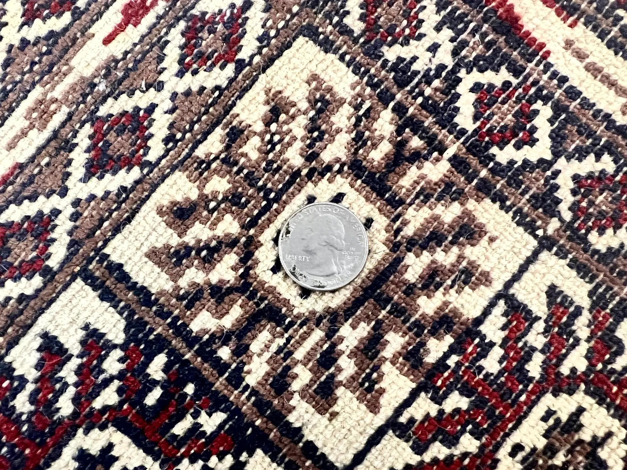 Pakistani Bokhara Rug 4x6, Turkoman Carpet, Vintage Handmade Wool Rug, Ivory by Jewel Rugs