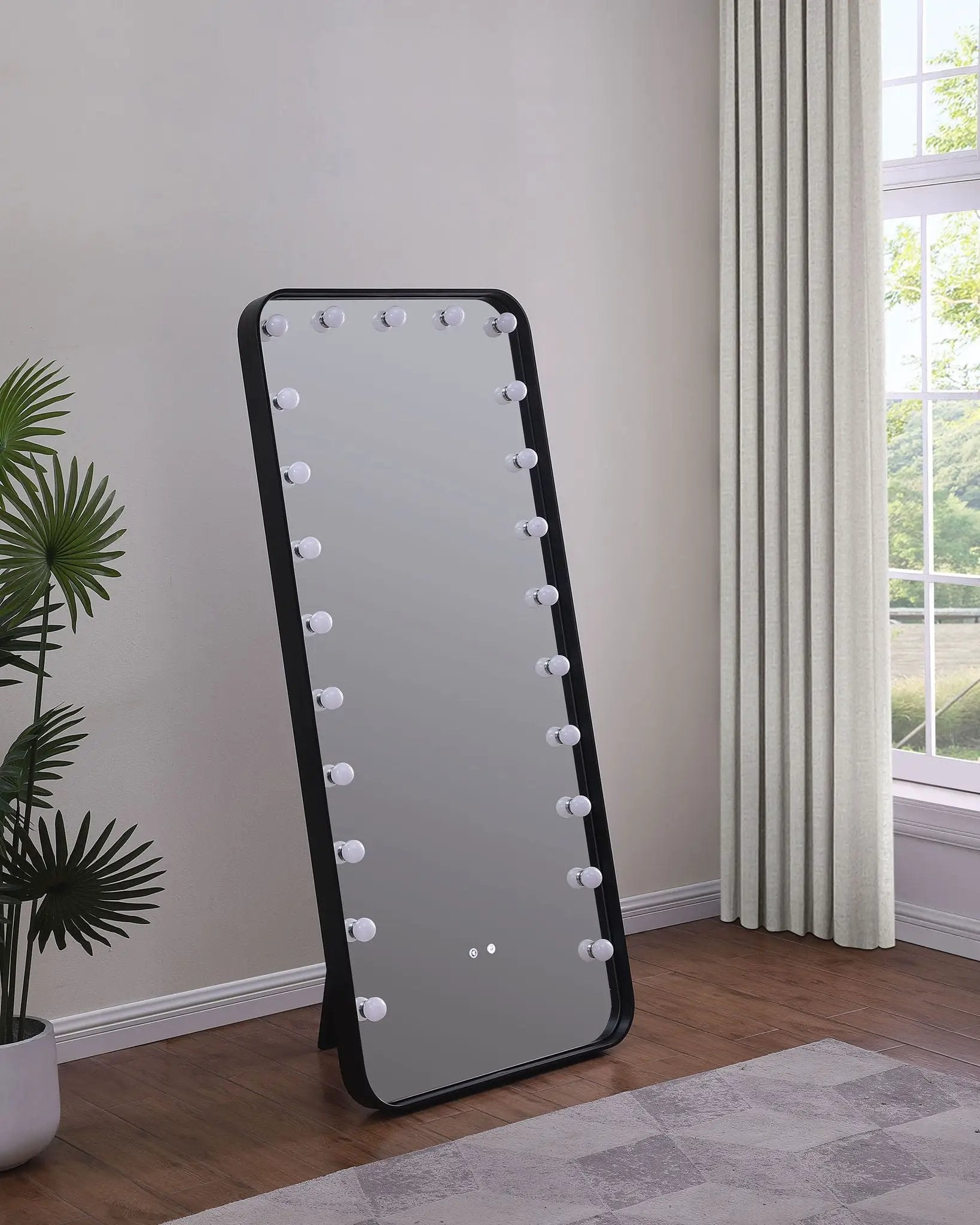 Canton 32 x 71 Inch LED Standing Mirror with Speakers Black by Unique Piece Furniture