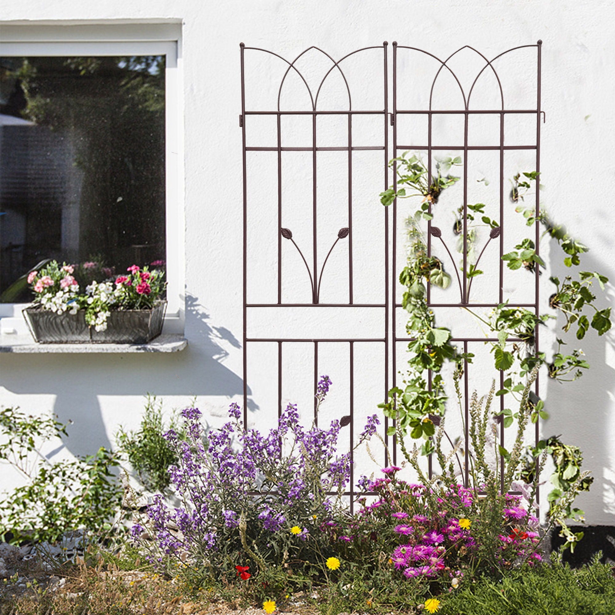 Metal Garden Trellis Rustproof For Climbing Plants Outdoor Flower Support by HouseOfZazla