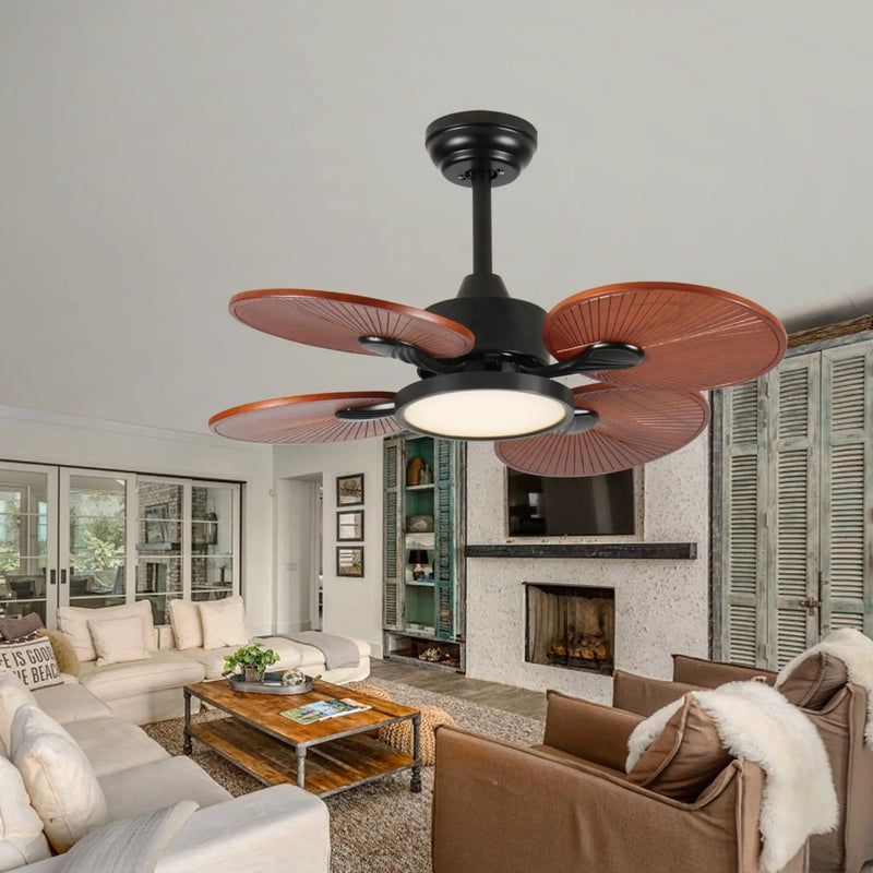 33-Inch Ceiling Fan with Light and 5 Solid Wood Blades by HouseOfZazla