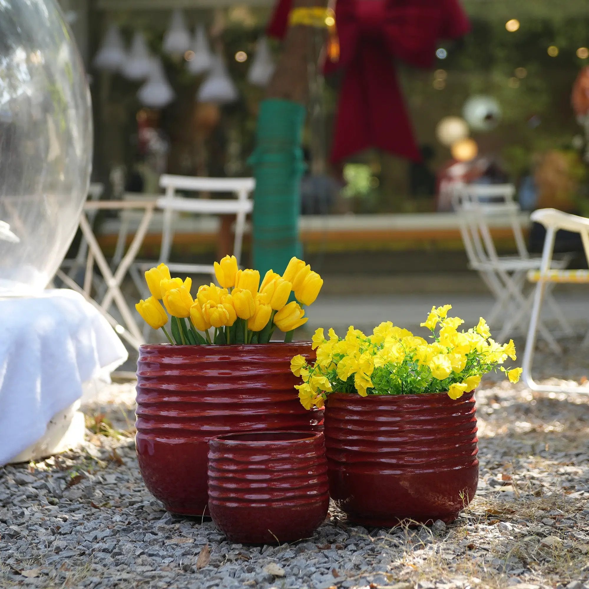 Handmade Glazed Ceramic Planter Set of 3 by HouseOfZazla