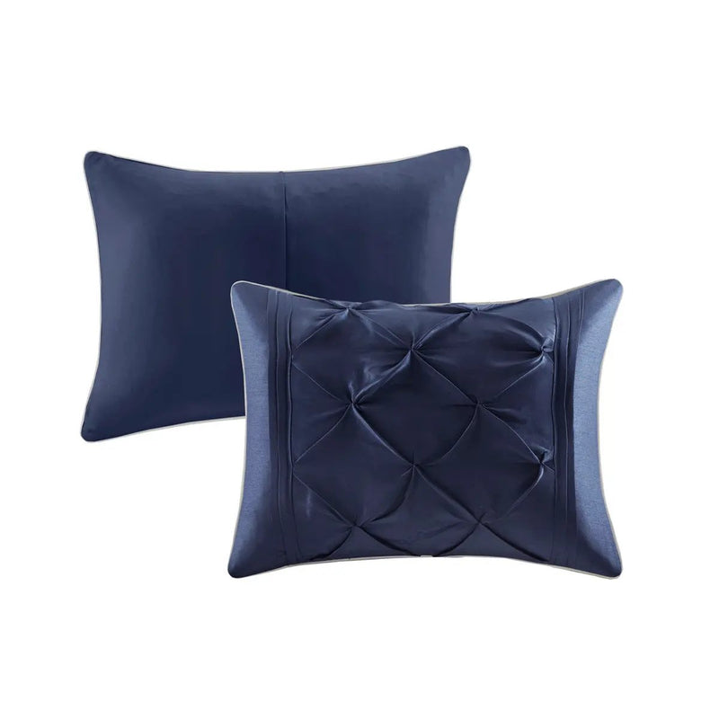 7 Piece Tufted Comforter Set Navy Queen by HouseOfZazla