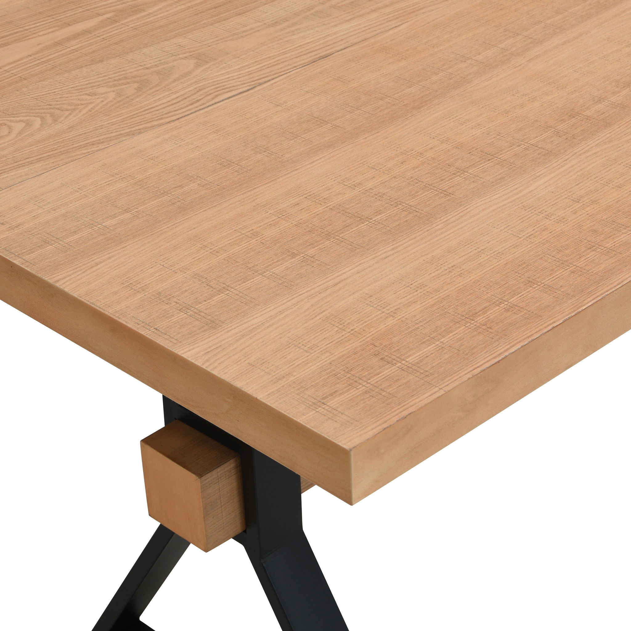 Farmhouse Style X Shaped Legs Dining Table With Metal - Natural by HouseOfZazla