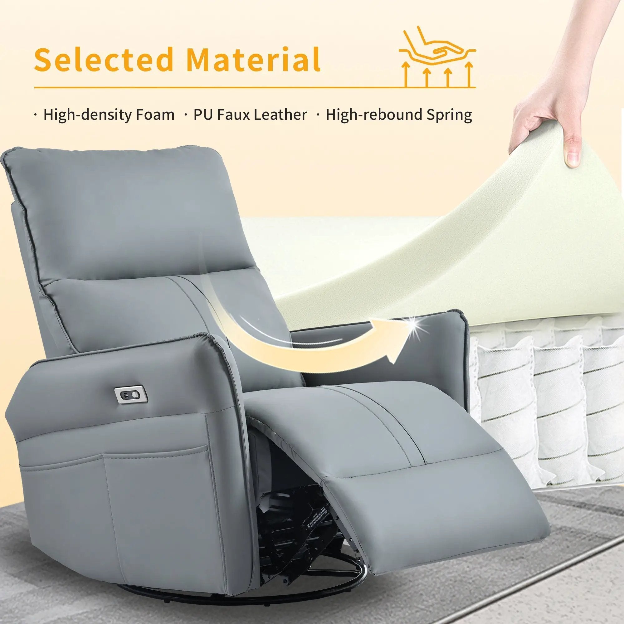 Power Swivel Rocker Recliner Chair for Adults by HouseOfZazla