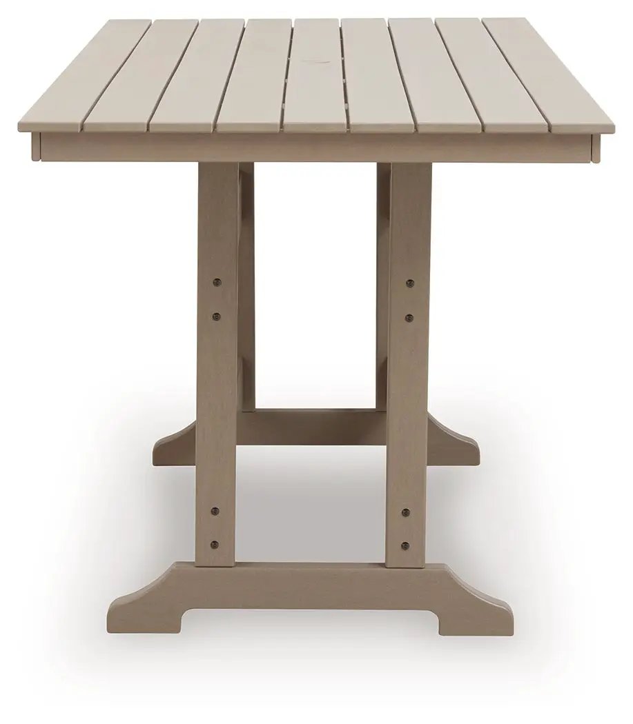 Seacliff Beach - Rectangular Counter Height Dining Table With Umbrella Option - Medium Brown by Unique Piece Furniture