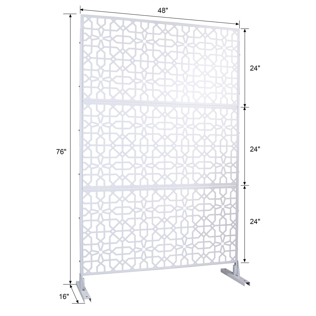 Metal Freestanding Decorative Privacy Screen with Rust-Resistant Finish – Black or White, photo 21 of 27