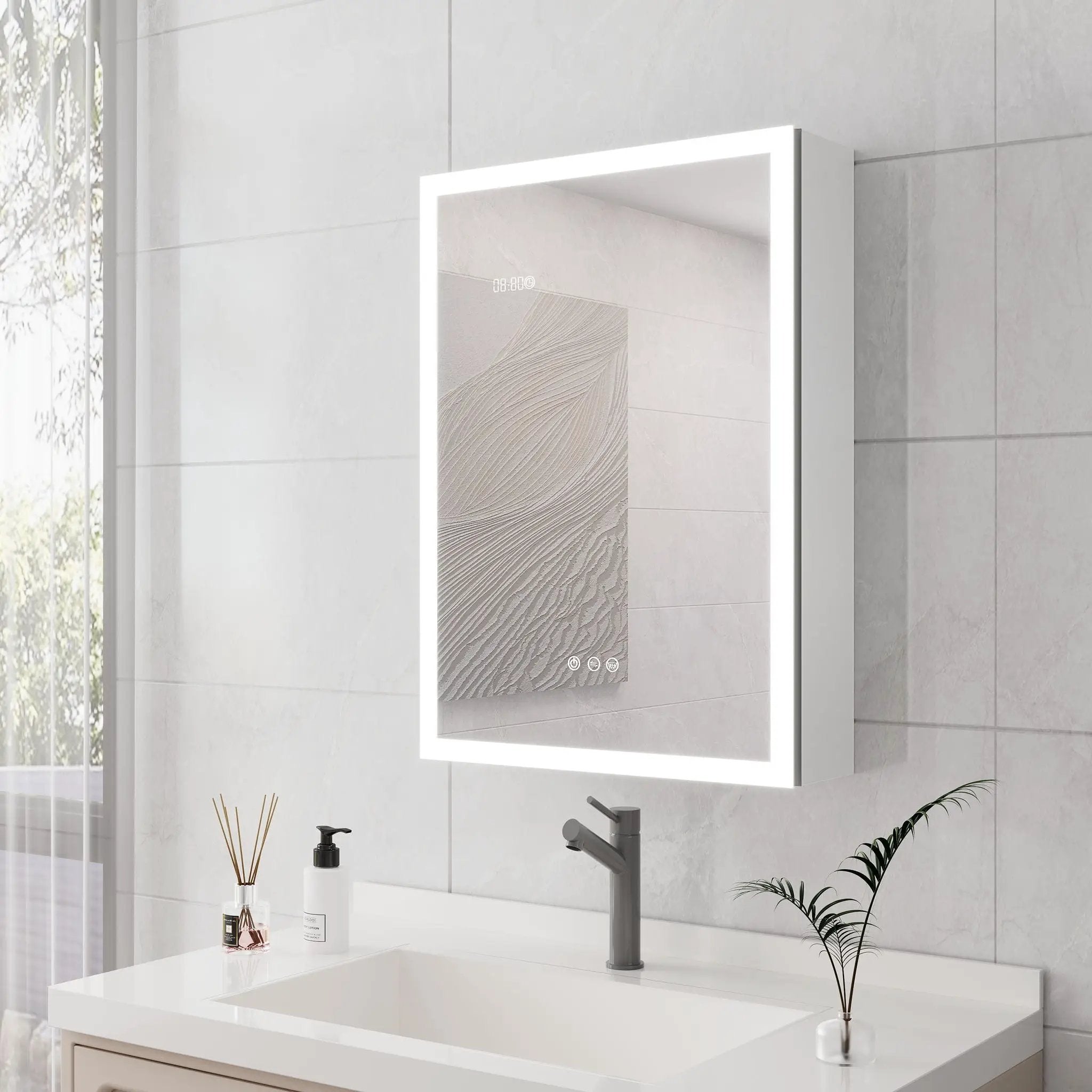 Bathroom Medicine Cabinet With Lights, LED Medicine Cabinet With Mirror, Lighted Medicine Cabinet With Defogger by Unique Piece Furniture