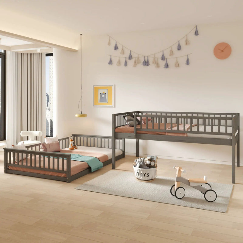 Bunk Bed With Ladder And Guardrails
