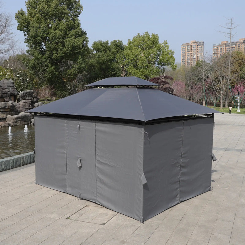 13x10 Ft Outdoor Patio Gazebo Canopy Tent with Ventilated Double Roof and Side Wall by HouseOfZazla