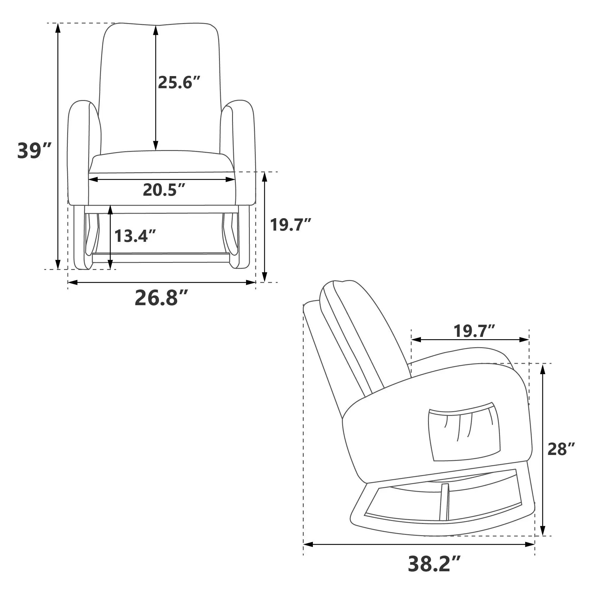 Modern Accent Rocker Armchair With Side Pocket, Upholstered High Back by Unique Piece Furniture