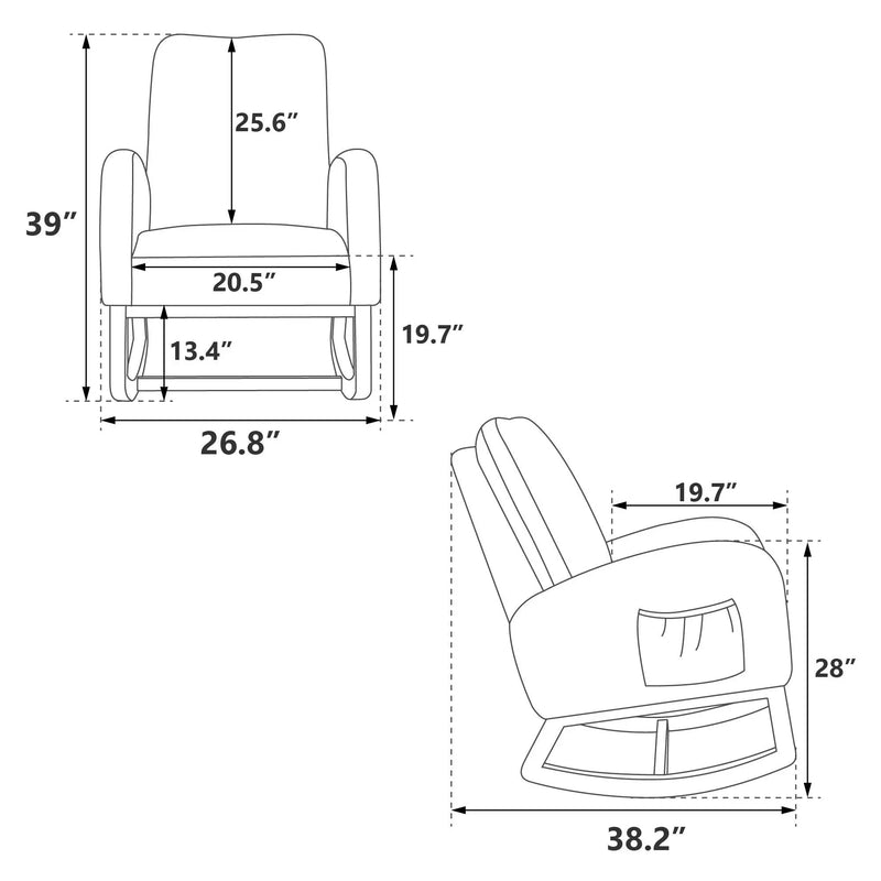 Modern Accent Rocker Armchair With Side Pocket, Upholstered High Back by HouseOfZazla