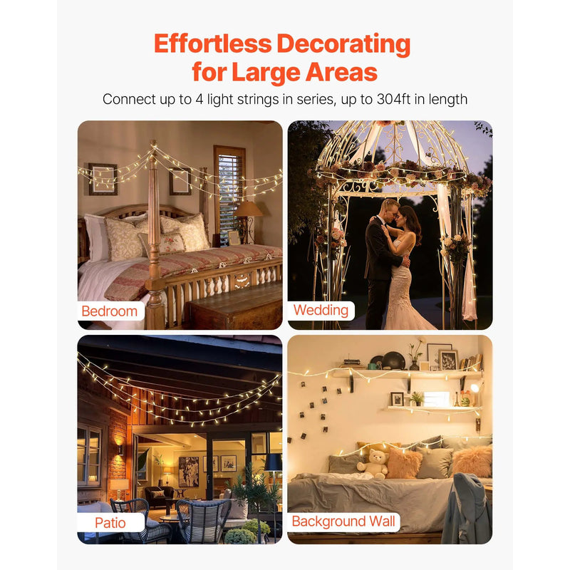 LED Christmas String Lights, 200 LED, 76 Ft Connectable Warm by HouseOfZazla