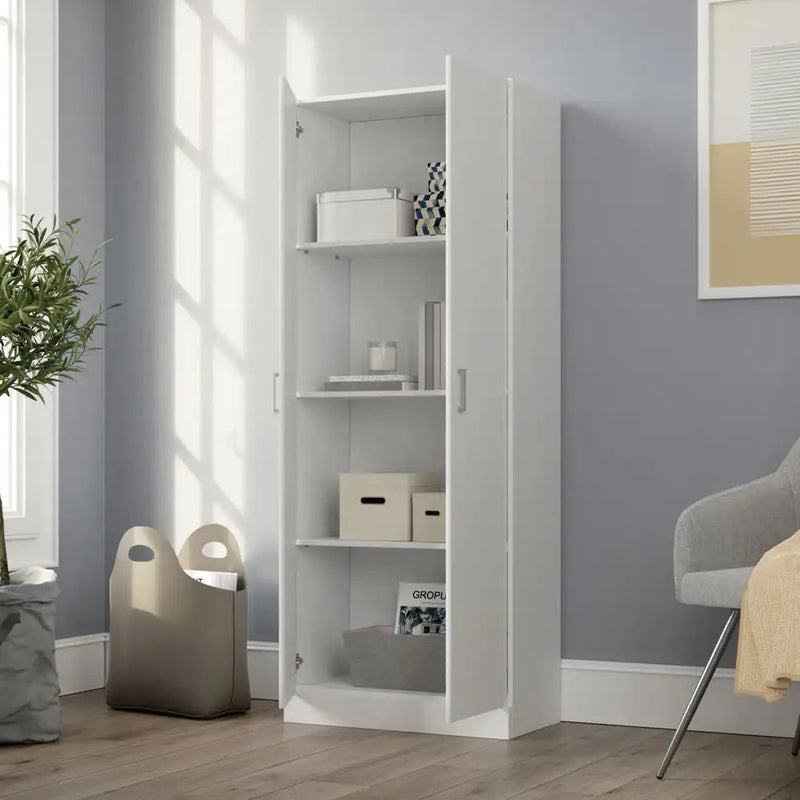 Alara - Height Simplistic Double Door Storage Cabinet - White by HouseOfZazla