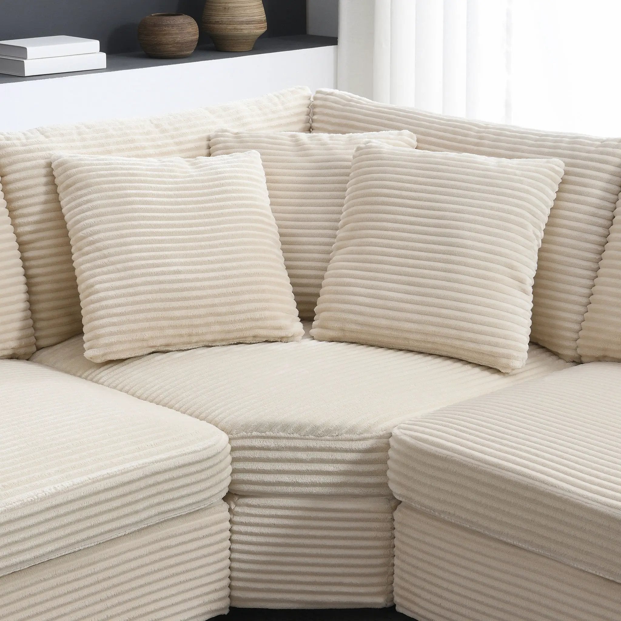 Convertible L Shaped Sectional Corner Couch With Armrest Storage Cup Holders USB Charger, Irregular Corner Oversized Comfy Modular Sofa by HouseOfZazla