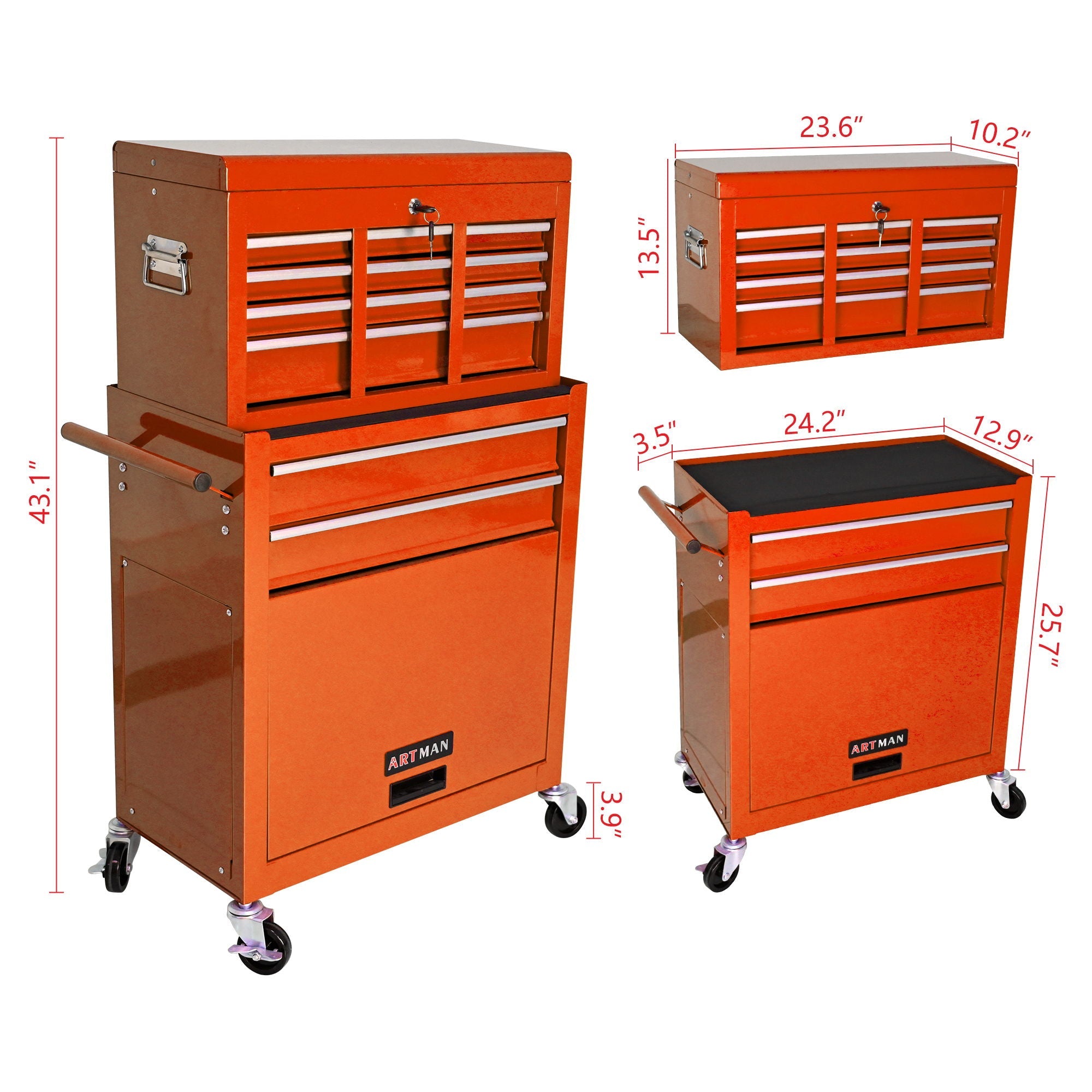 High Capacity Rolling Tool Chest With Wheels And Drawers, Storage Cabinet by HouseOfZazla