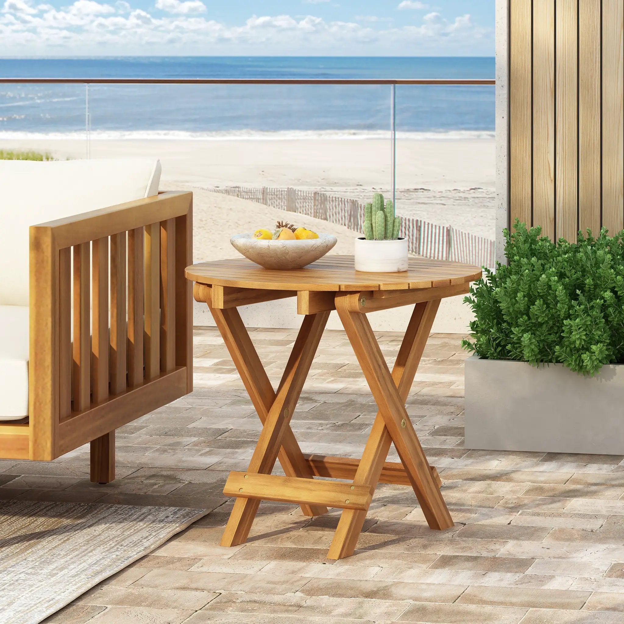 Patio Conversation Set, Outdoor Wood Conversation Seat (Set of 2) by HouseOfZazla