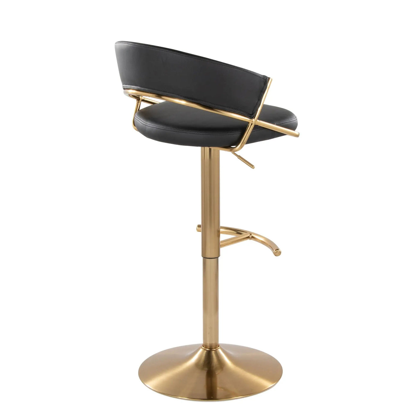 Jie - Contemporary Adjustable Barstool With Swivel With Rounded T Footrest (Set of 2) by HouseOfZazla