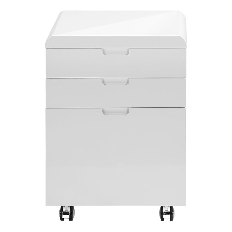 White Wood Rolling File Cabinet with Locking Storage Drawers - White, photo 4 of 4