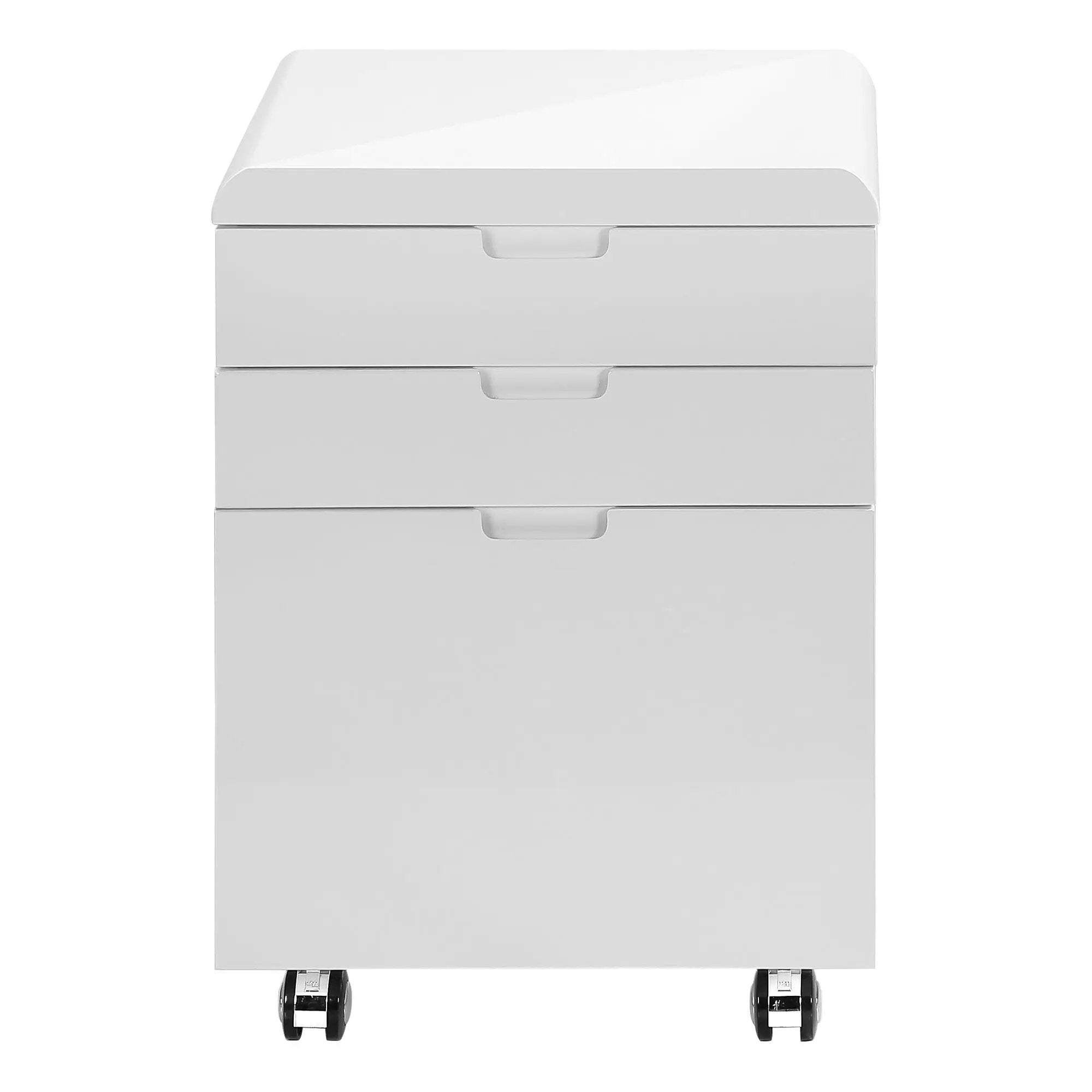 File Cabinet, Rolling Mobile, Storage Drawers, Printer Stand, Office, Work, Glossy Contemporary, Modern - White by Unique Piece Furniture