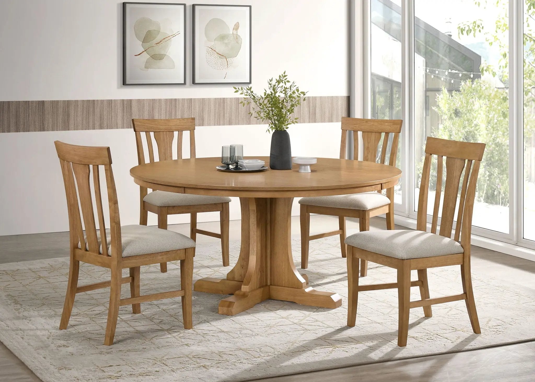 Hartville 60-inch Round Dining Table Natural Light Brown by Unique Piece Furniture