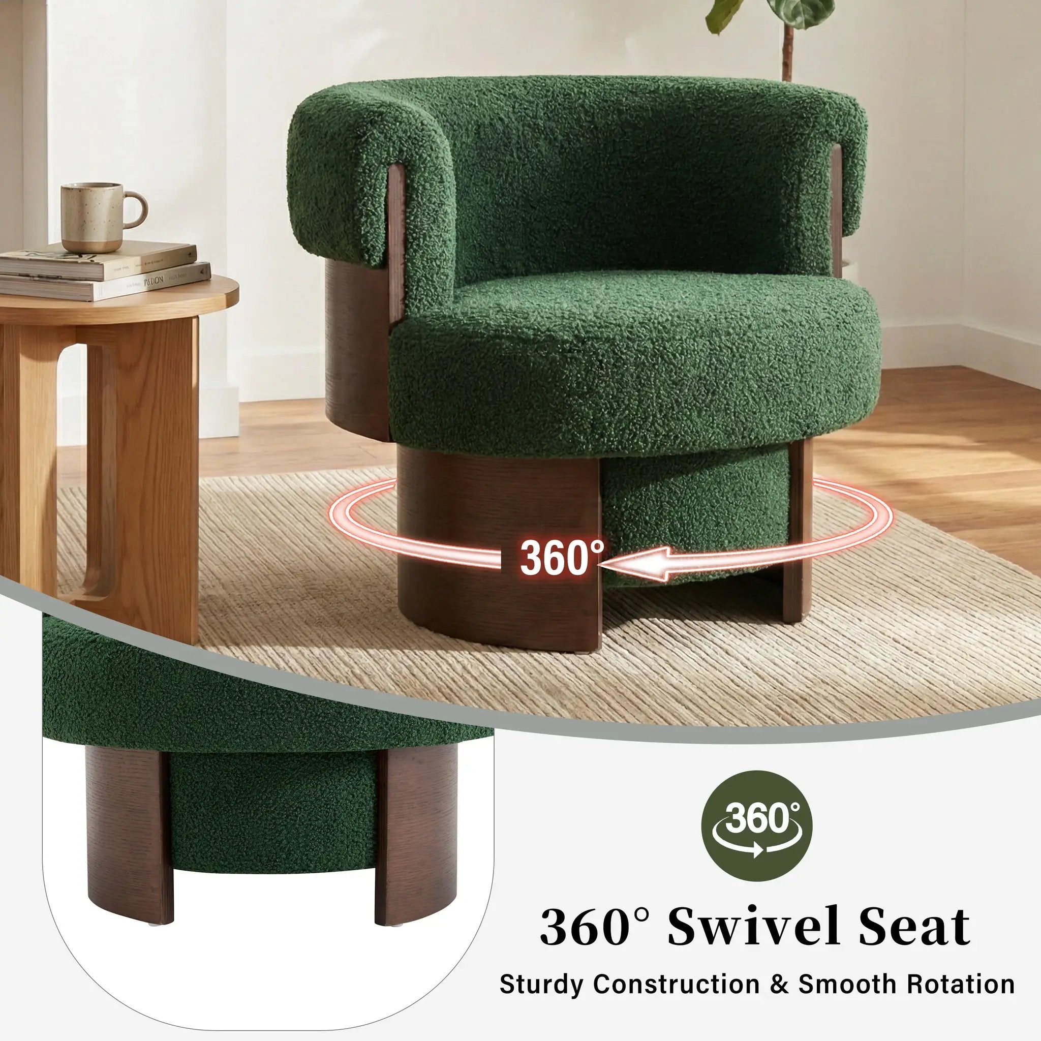 Modern 32" Wide Curved Sculptural Swivel Barrel Chairs - Set of 2 by HouseOfZazla