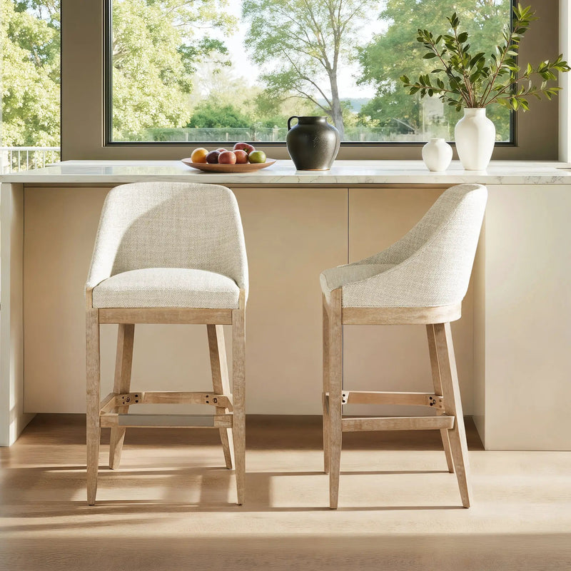 Newport 30.5" Coastal Curved Back Upholstered Barstool by HouseOfZazla
