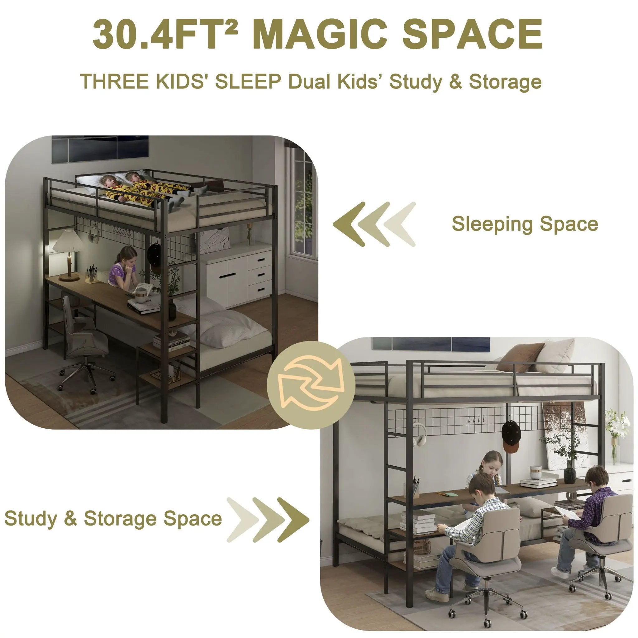 Ethan - Bunk Bed With Desk, Charging Station, Storage Shelves by Unique Piece Furniture