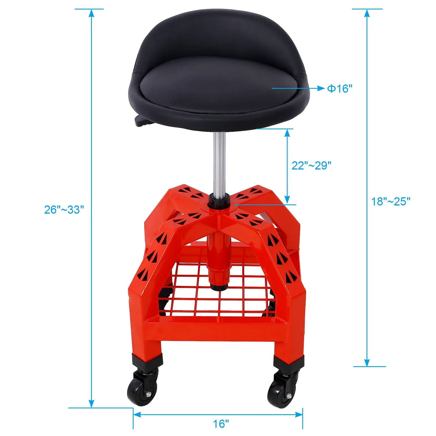 Pneumatic 360 Degree Swivel Stool, Mechanics Rolling Creeper Seat, Heavy Duty Rolling Mechanics Stool, Shop Stool With Casters by HouseOfZazla