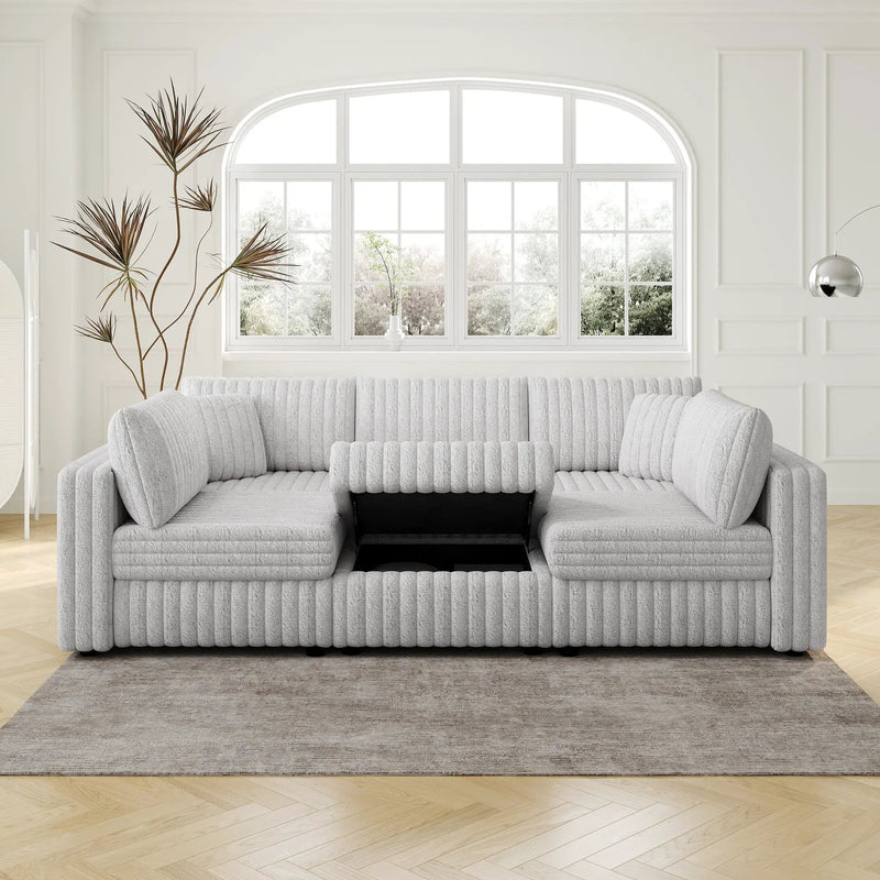 106.3" U-Shaped 6-Person Sofa with Ottoman by HouseOfZazla