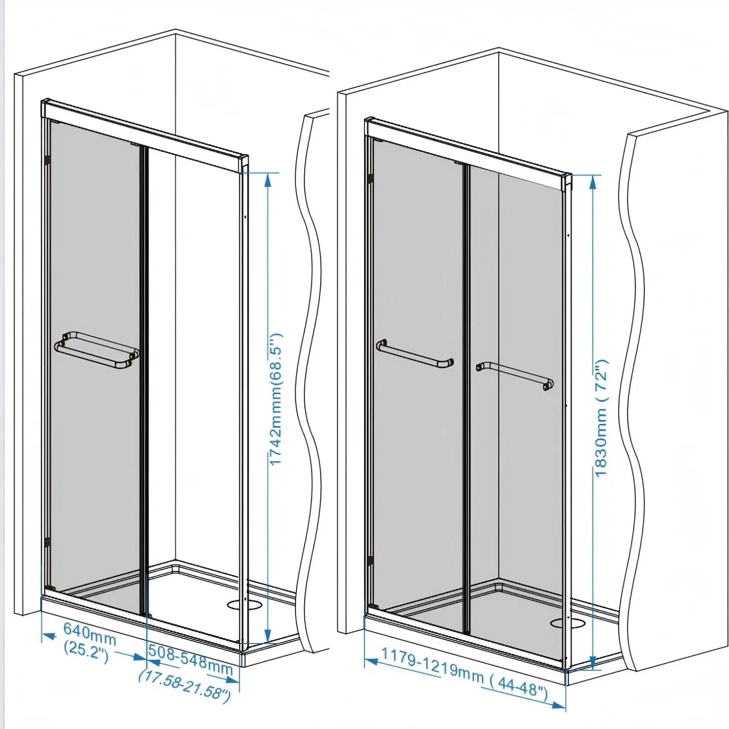 Double Sliding Shower Door With Explosion Proof Film