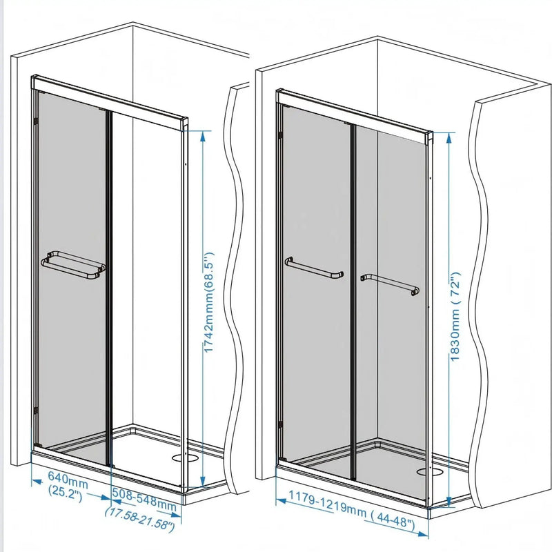 Double Sliding Shower Door With Explosion Proof Film