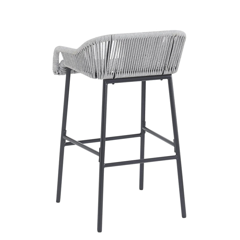 La Push Outdoor Patio Light Gray Rope Bar Stool, Set of 2 by HouseOfZazla