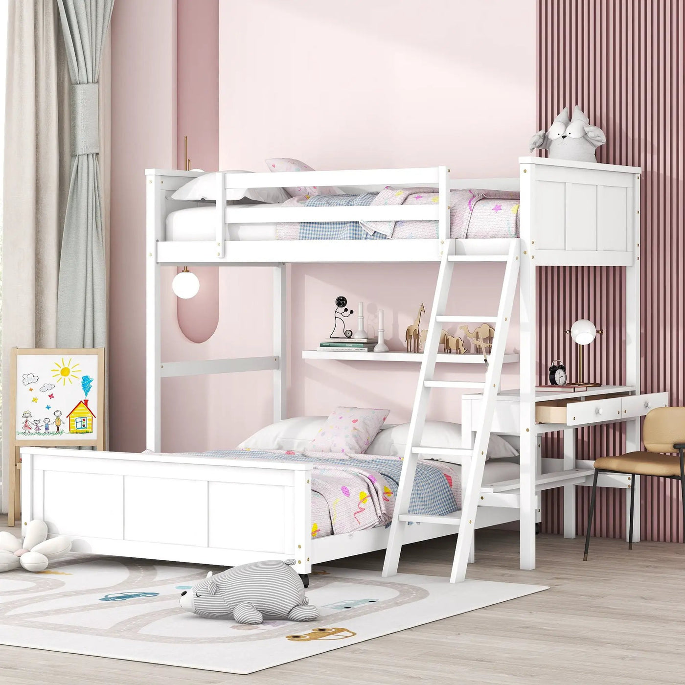 Full Over Full Bunk Bed With Desk by Unique Piece Furniture