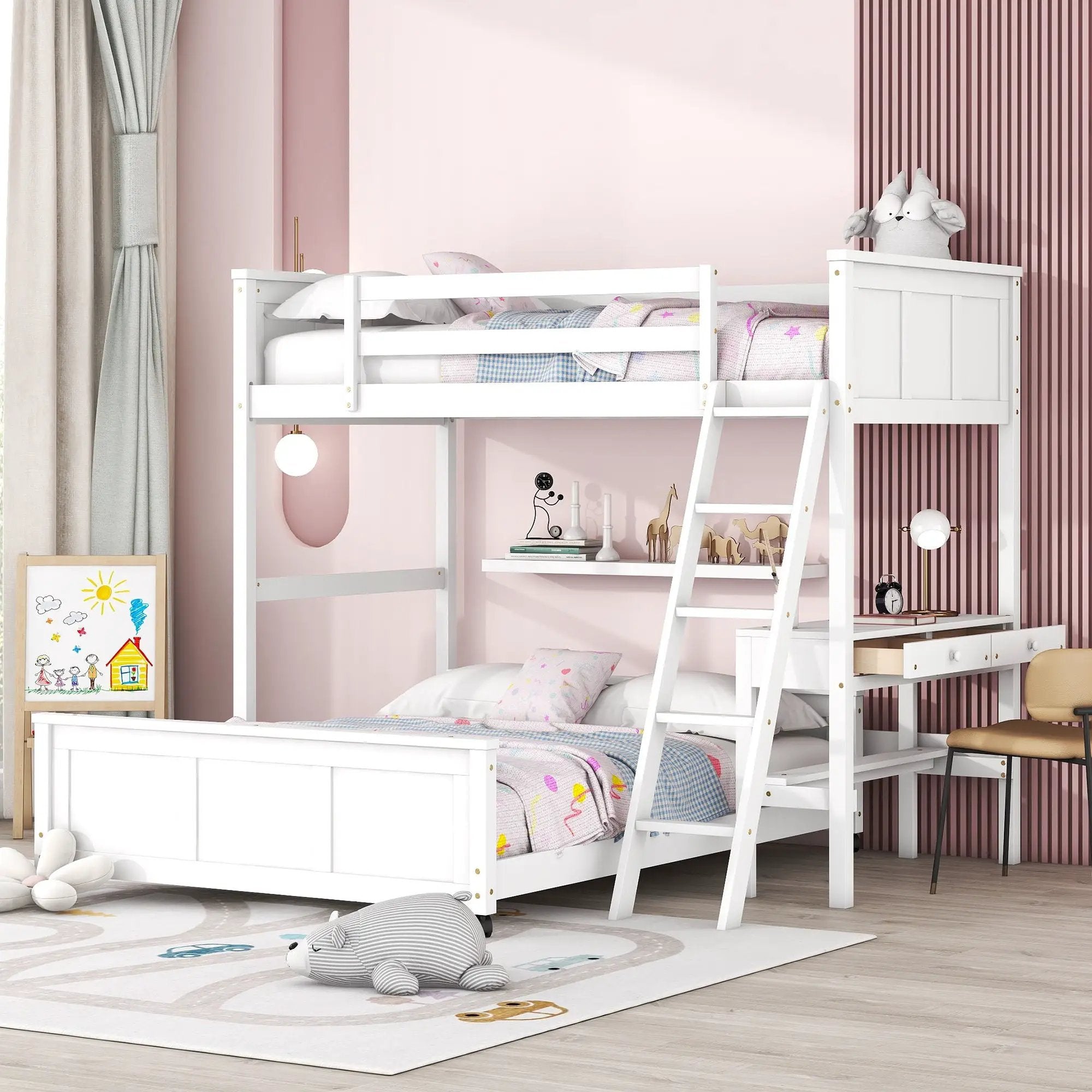 Full Over Full Bunk Bed With Desk by Unique Piece Furniture