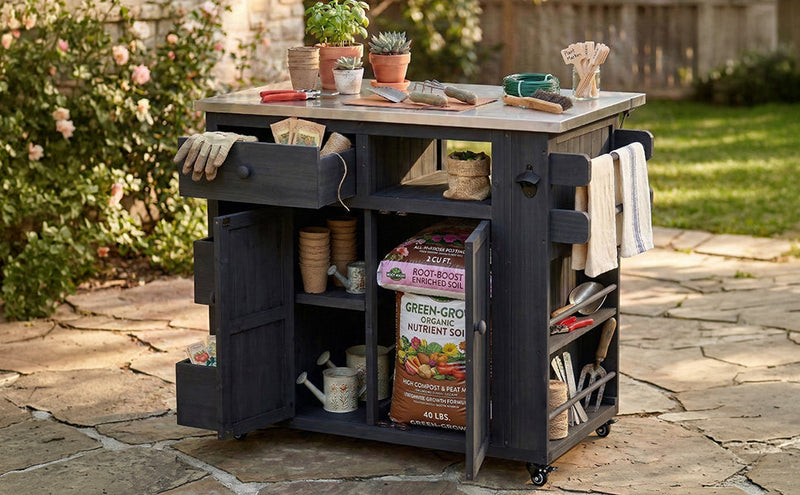 TOPMAX Outdoor Solid Wood Extendable Kitchen Island by HouseOfZazla