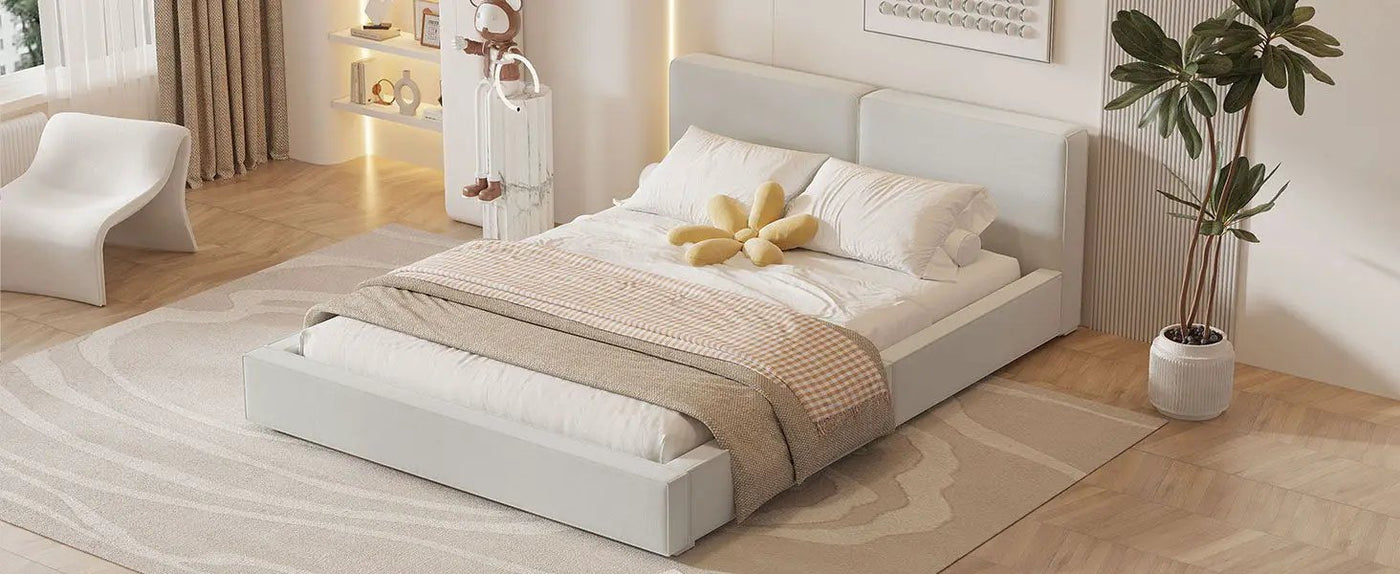 Upholstered Platform Bed, Grounded Bed With Solid Frame by HouseOfZazla